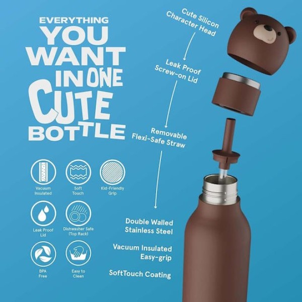 Παγούρι Θερμός ανοξείδωτο με καλαμάκι 460ml Asobu Bestie 05830 Bear