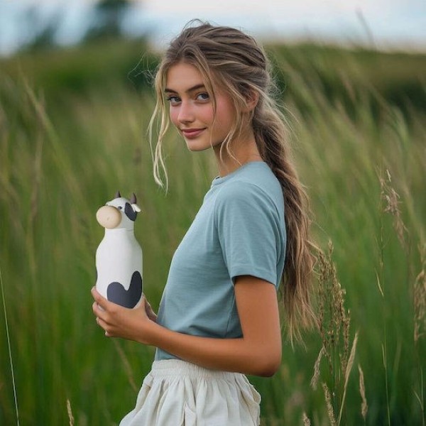 Παγούρι Θερμός ανοξείδωτο με καλαμάκι 460ml Asobu Bestie 05831 Cow