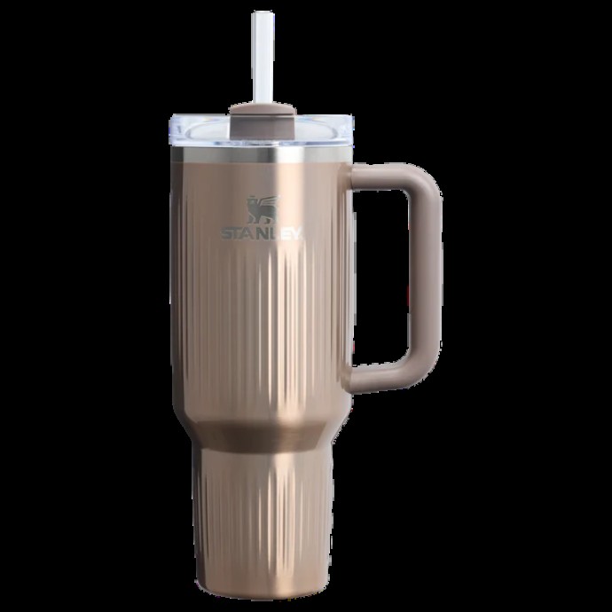 Stanley Quencher H2.O Flow State Tumbler Fluted Ποτήρι Θερμός με Καλαμάκι 1.18L 40oz Pale Gold Shine