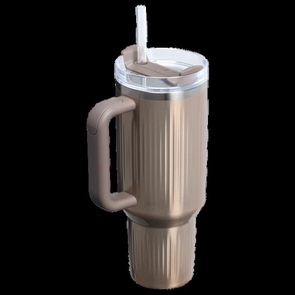 Stanley Quencher H2.O Flow State Tumbler Fluted Ποτήρι Θερμός με Καλαμάκι 1.18L 40oz Pale Gold Shine