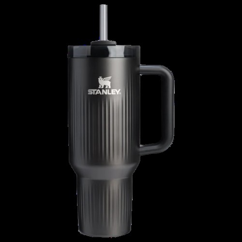 Stanley Quencher H2.O Flow State Tumbler Fluted Ποτήρι Θερμός με Καλαμάκι 1.18L 40oz Black PVD