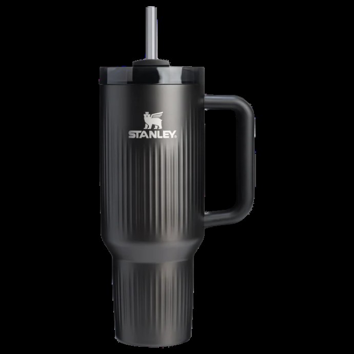 Stanley Quencher H2.O Flow State Tumbler Fluted Ποτήρι Θερμός με Καλαμάκι 1.18L 40oz Black PVD