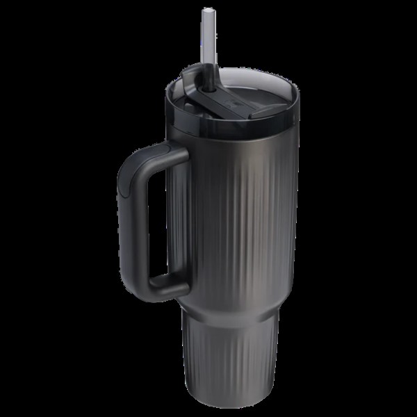 Stanley Quencher H2.O Flow State Tumbler Fluted Ποτήρι Θερμός με Καλαμάκι 1.18L 40oz Black PVD