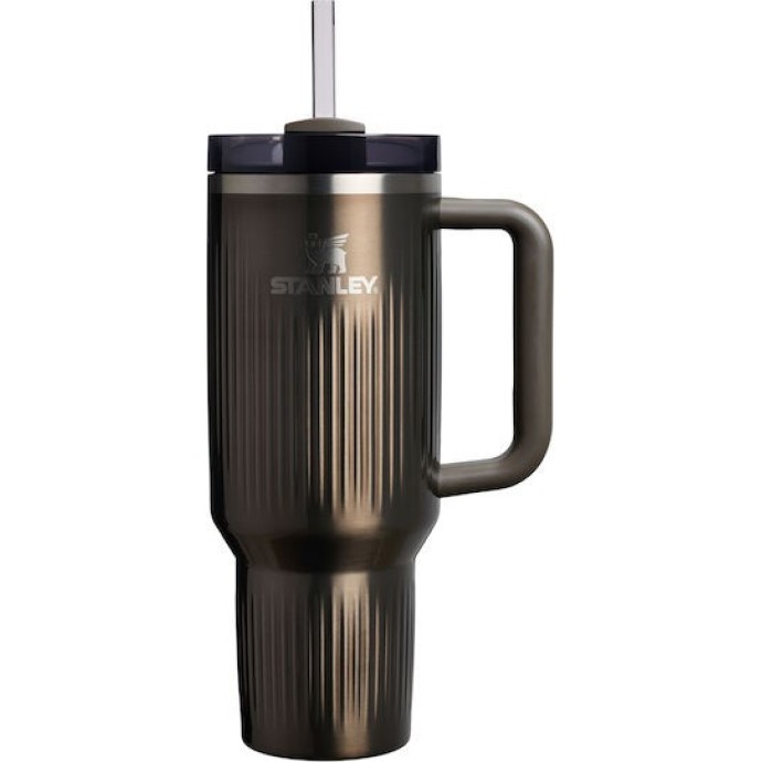 Stanley Quencher H2.O Flow State Tumbler Fluted Ποτήρι Θερμός με Καλαμάκι 1.18L 40oz Gunmetal Shine