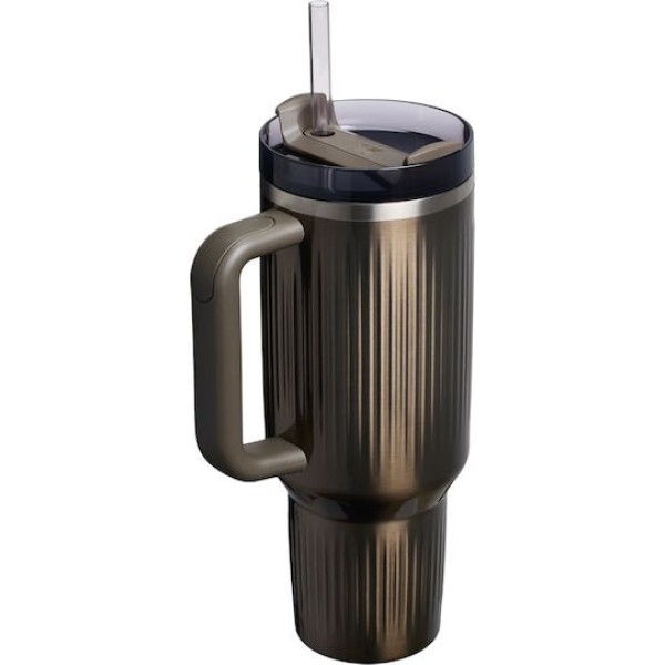 Stanley Quencher H2.O Flow State Tumbler Fluted Ποτήρι Θερμός με Καλαμάκι 1.18L 40oz Gunmetal Shine