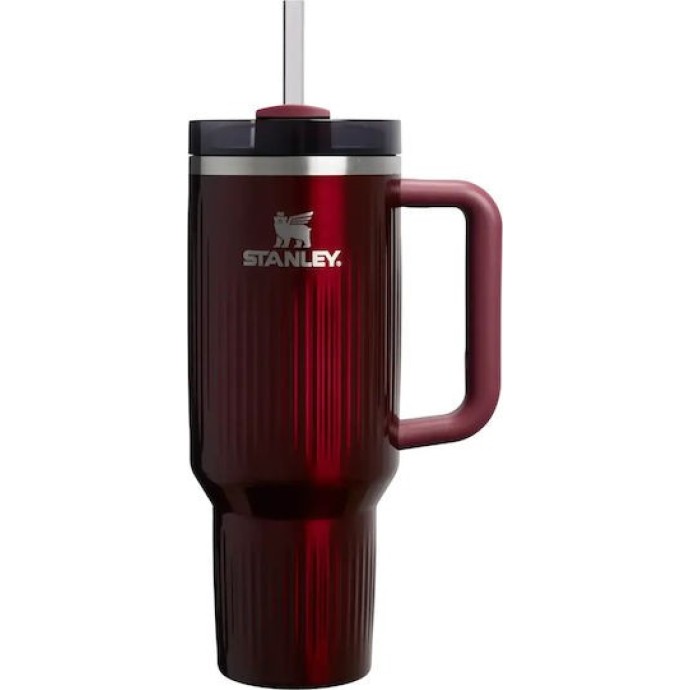 Stanley Quencher H2.O Flow State Tumbler Fluted Ποτήρι Θερμός με Καλαμάκι 1.18L 40oz Garnet Shine