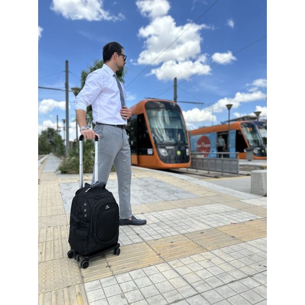 Τροχήλατο Σακίδιο Πλάτης - Χειραποσκευή 55lt Matein Μαύρο