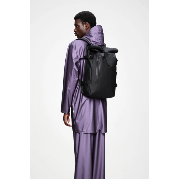 Σακίδιο Πλάτης Rains Rolltop Rucksack Large 1459-01 Black για Laptop 16'' ΣΑΚΙΔΙΑ ΠΛΑΤΗΣ