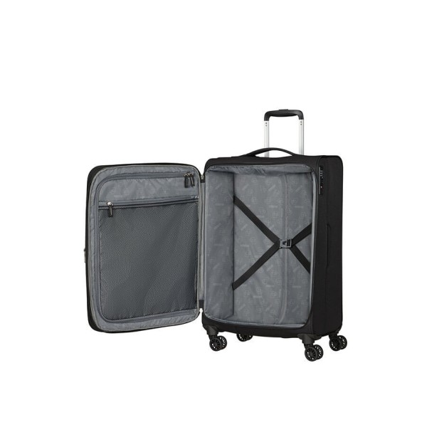 Βαλίτσα Μεσαία Μαλακή Επεκτεινόμενη American Tourister Aerospin 69cm Spinner 153538-1041 Black
