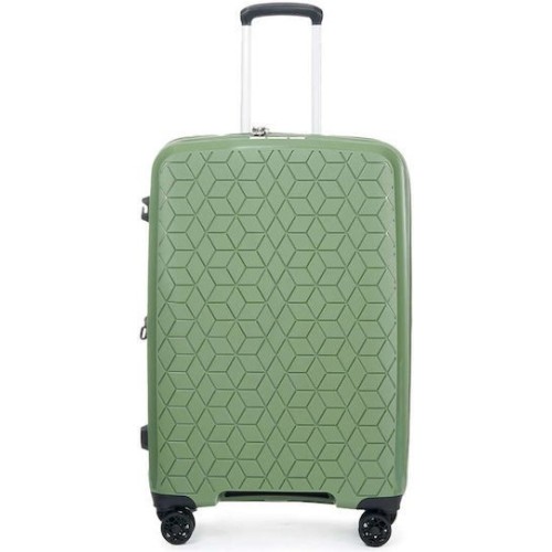 Βαλίτσα Μεσαία Σκληρή Επεκτεινόμενη Verage Diamond 18106-M Spinner 68cm Avocado Green