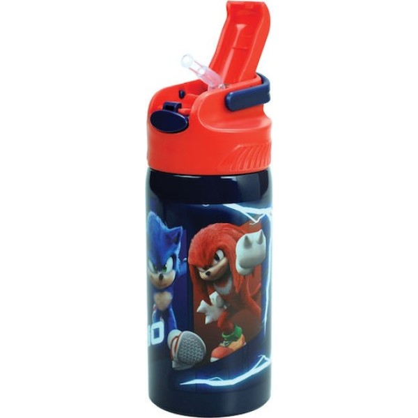 Παγούρι ανοξείδωτο Gim με καλαμάκι 500ml 572-54245 Sonic the Hedging