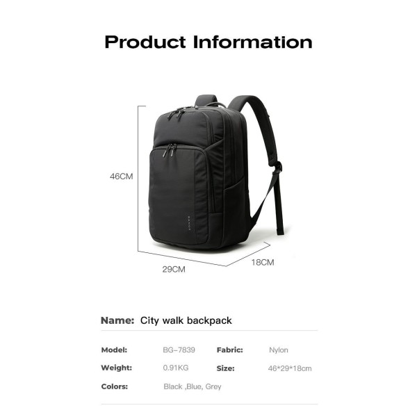 Σακίδιο Πλάτης Bange 7839 -BLC  Laptop 15.6'' Μαύρο