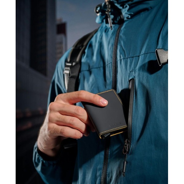 Πορτοφόλι - Καρτοθήκη Secrid Miniwallet Matte Black & Ochre ΤΣΑΝΤΕΣ & ΠΟΡΤΟΦΟΛΙΑ