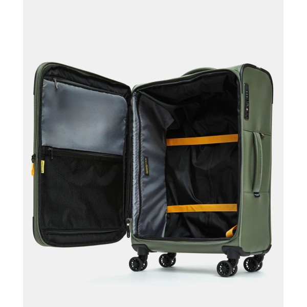 Βαλίτσα Μεσαία Επεκτεινόμενη Mandarina Duck Coated Soft Trolley P10OSV03 Spinner 67cm Pine Green