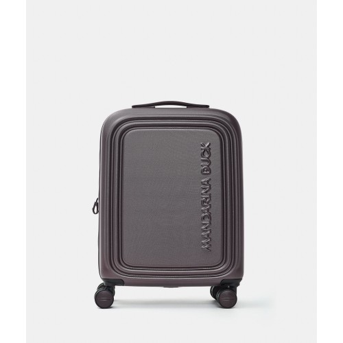 Mandarina Duck Logoduck + Βαλίτσα Καμπίνας Σκληρή Επεκτεινόμεvη 55x40x20 Choco Ice