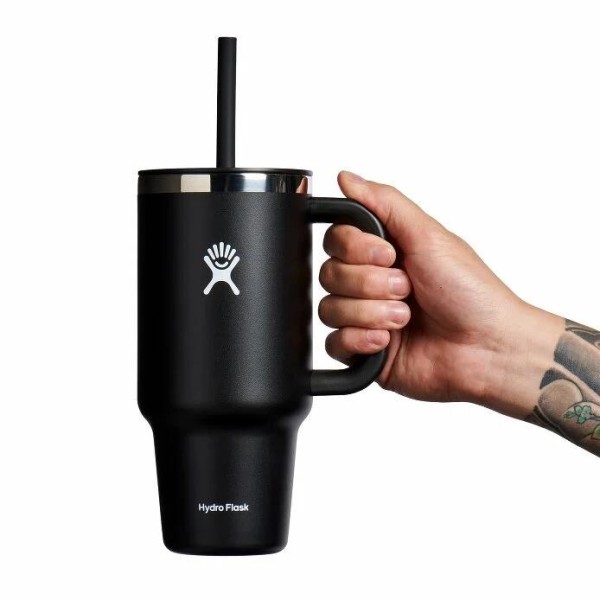 Hydro Flask All Around Travel Tumbler Straw Μπουκάλι Θερμός Ανοξείδωτο 946ml Black