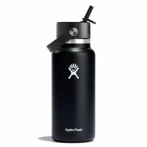 Hydro Flask Wide Flex Straw Μπουκάλι Θερμός Ανοξείδωτο 1Lt Black