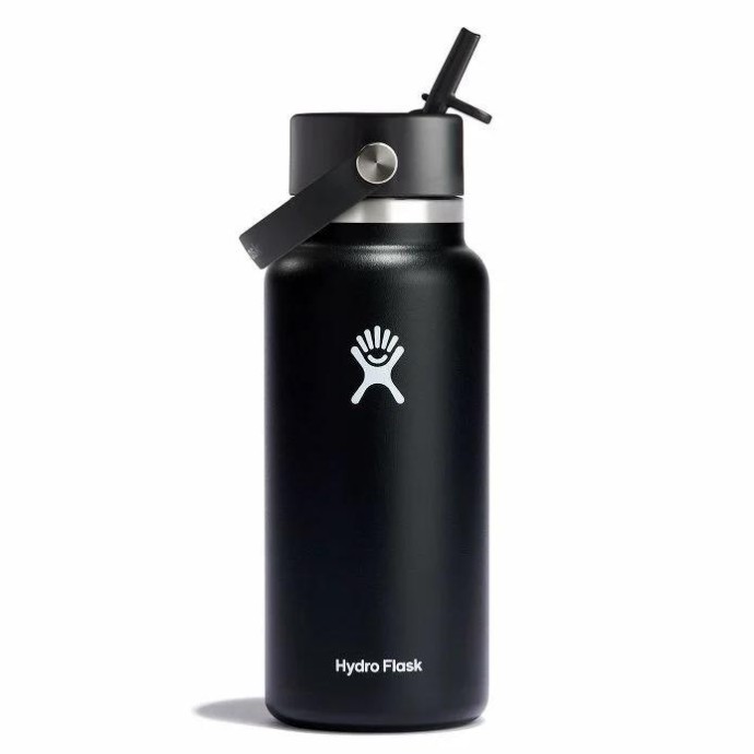 Hydro Flask Wide Flex Straw Μπουκάλι Θερμός Ανοξείδωτο 1Lt Black ΑΞΕΣΟΥΑΡ