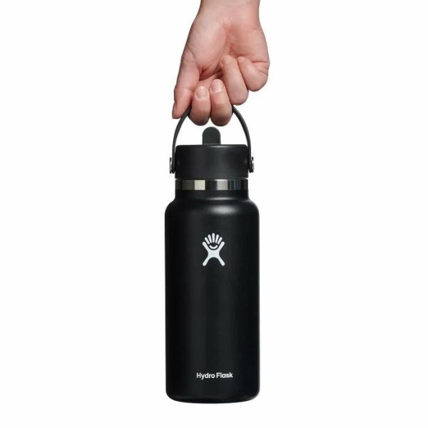 Hydro Flask Wide Flex Straw Μπουκάλι Θερμός Ανοξείδωτο 1Lt Black ΑΞΕΣΟΥΑΡ