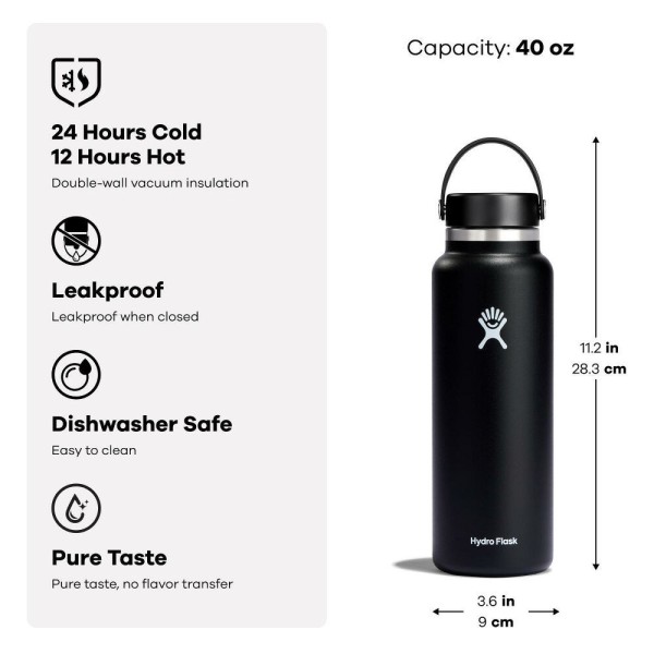 Hydro Flask Wide Flex  Μπουκάλι Θερμός Ανοξείδωτο 1.18 lt Mermaid Green