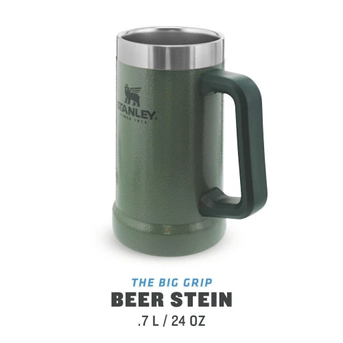 Stanley Adventure Big Grip Beer Stein Ανοξείδωτο Ποτήρι Θερμός BPA Free 0.7lt Hammertone Green