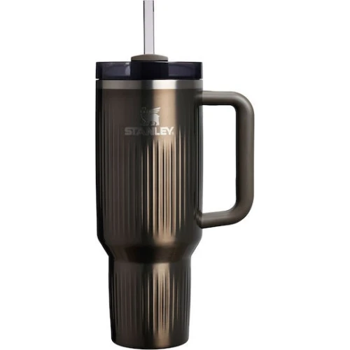 Stanley Quencher H2.O Flow State Tumbler Fluted Ποτήρι Θερμός με Καλαμάκι 1.18L 40oz Gunmetal Shine