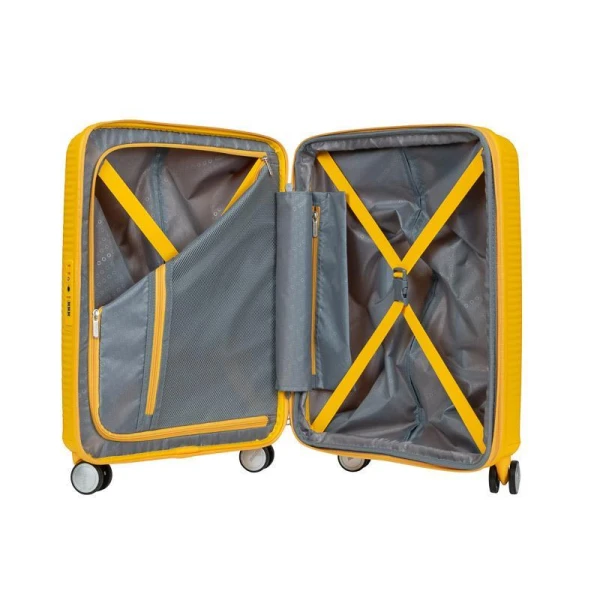 Βαλίτσα Καμπίνας Σκληρή American Tourister Soundbox Spinner 55cm Exp 88472-1371 Golden Yellow ΒΑΛΙΤΣΕΣ & ΣΑΚΟΙ ΤΑΞΙΔΙΟΥ